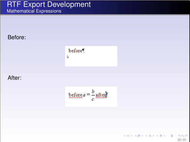 rtf formulae export