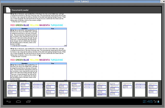 Android Viewer UI - showing rendered writer document