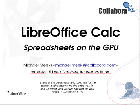 IWOCL LibreOffice / OpenCL slideware